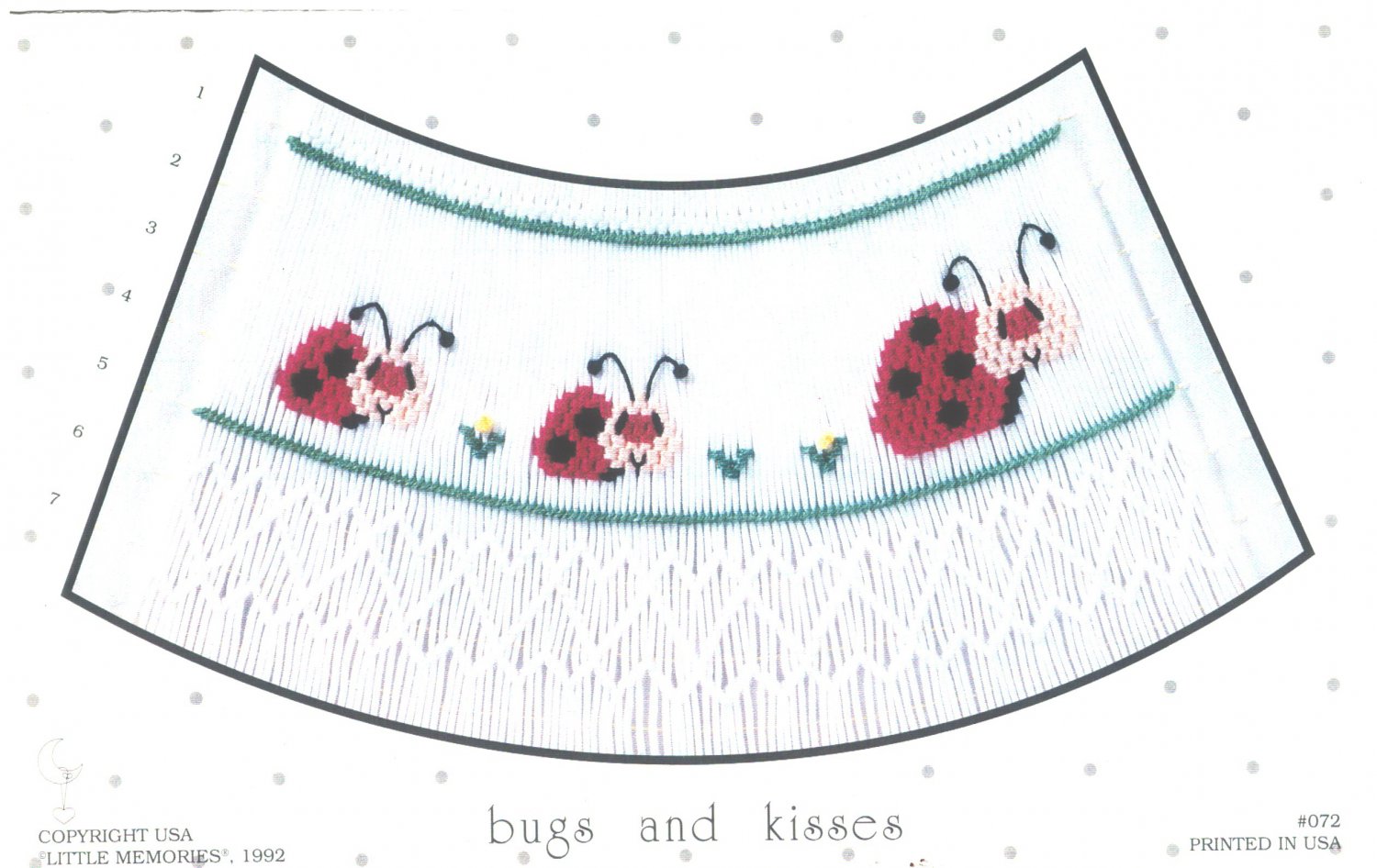 Bugs and Kisses Little Memories Smocking Plate Lady Bugs #072 Sewing Smocking design