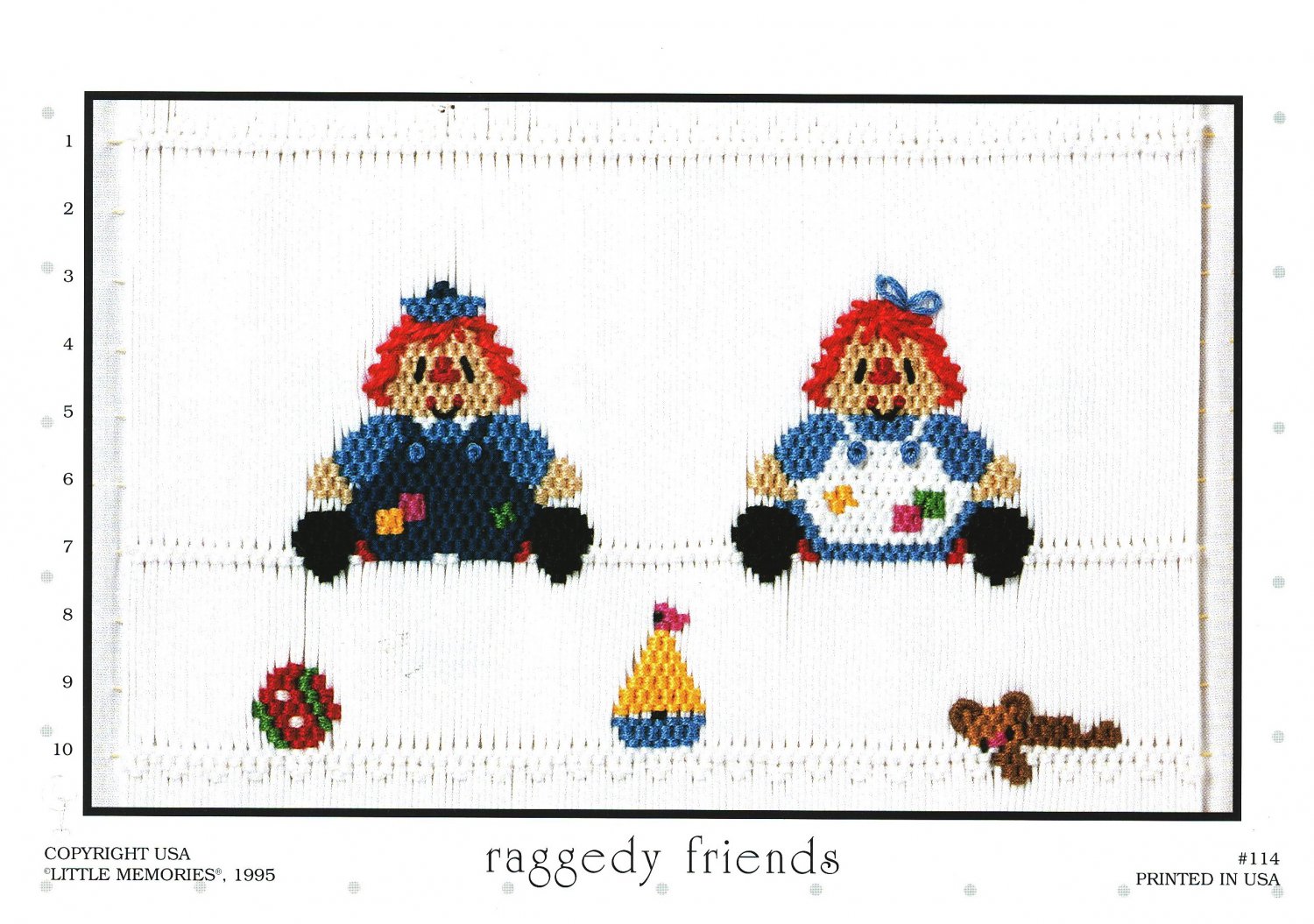 Raggedy Friends Little Memories Smocking Plate Raggedy Ann and Andy #114 Sewing Smocking design