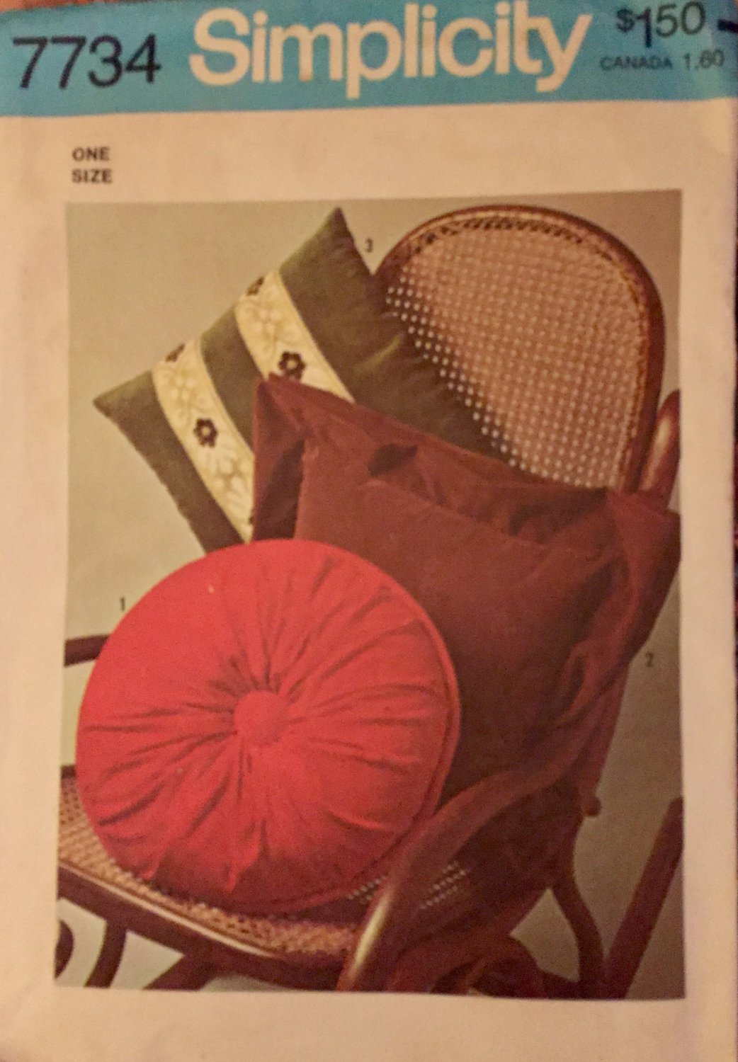 Simplicity 7734 Sewing Pattern 3 Types of Pillows 1976 vintage pattern