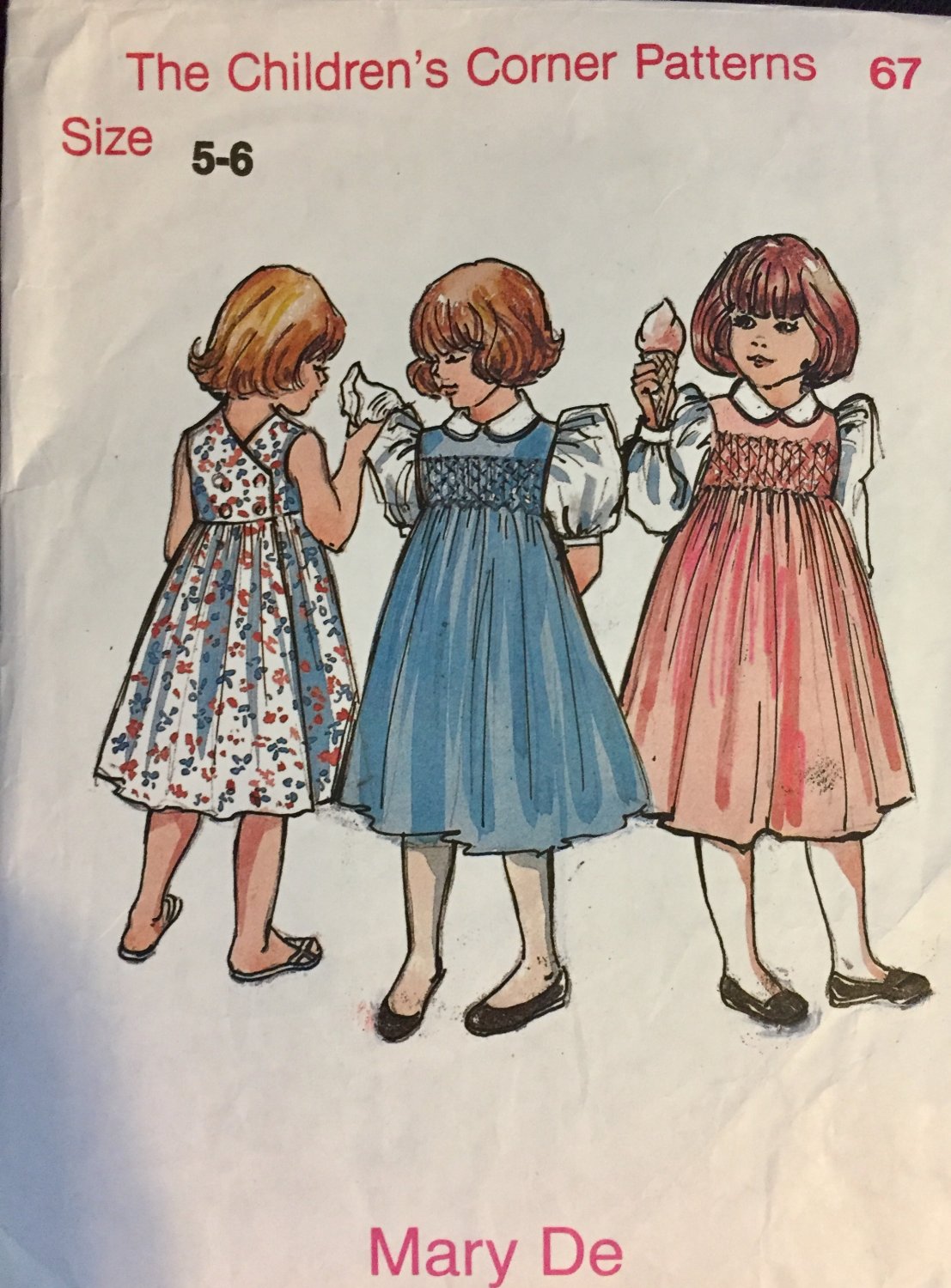 Childrens Corner Sewing Pattern with Smocking Mary De 67 Size 5-6