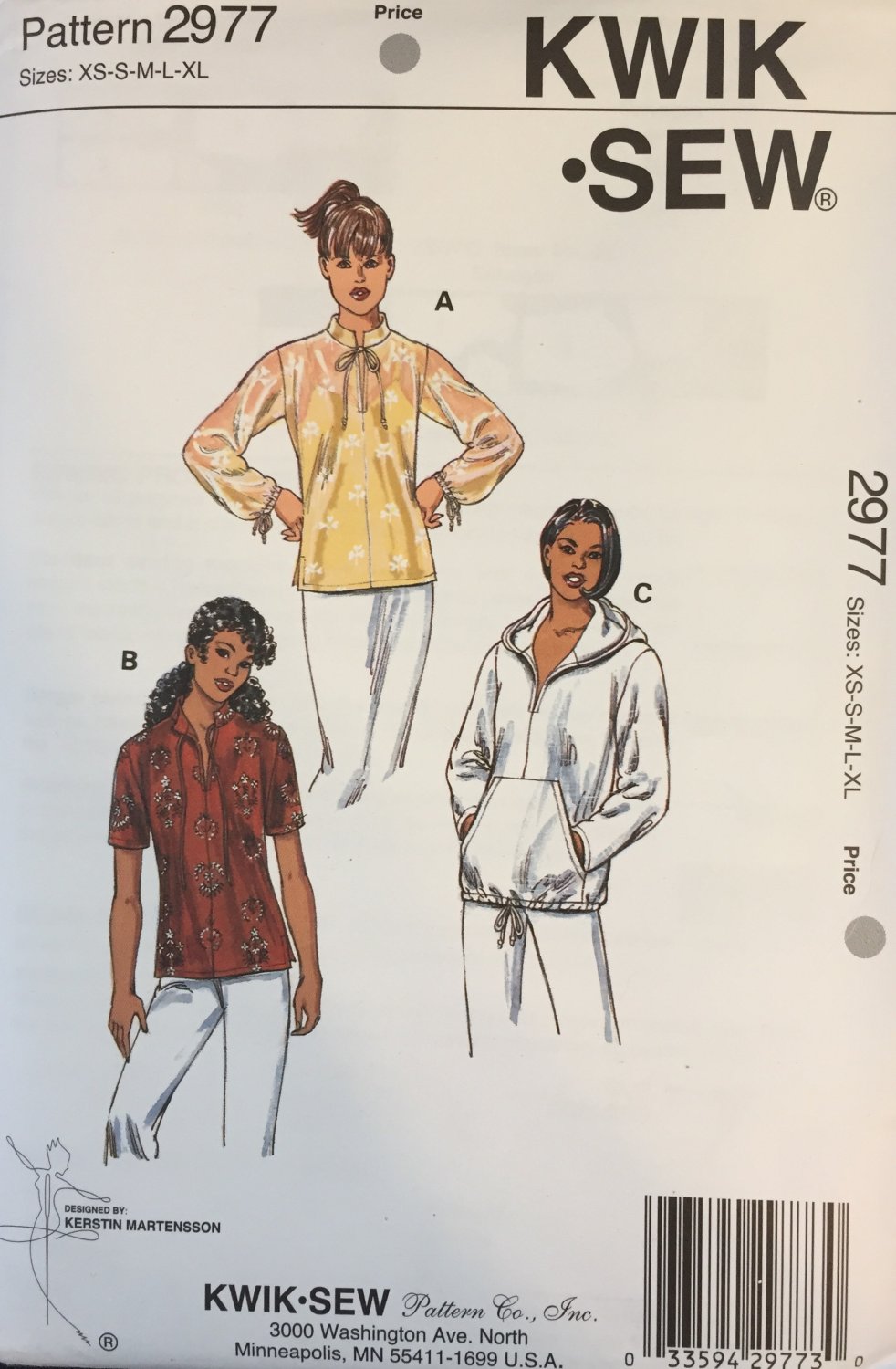 Kwik Sew Sewing Pattern 2977 Misses Womens Jacket Top Blouse Hoodie XS - XL