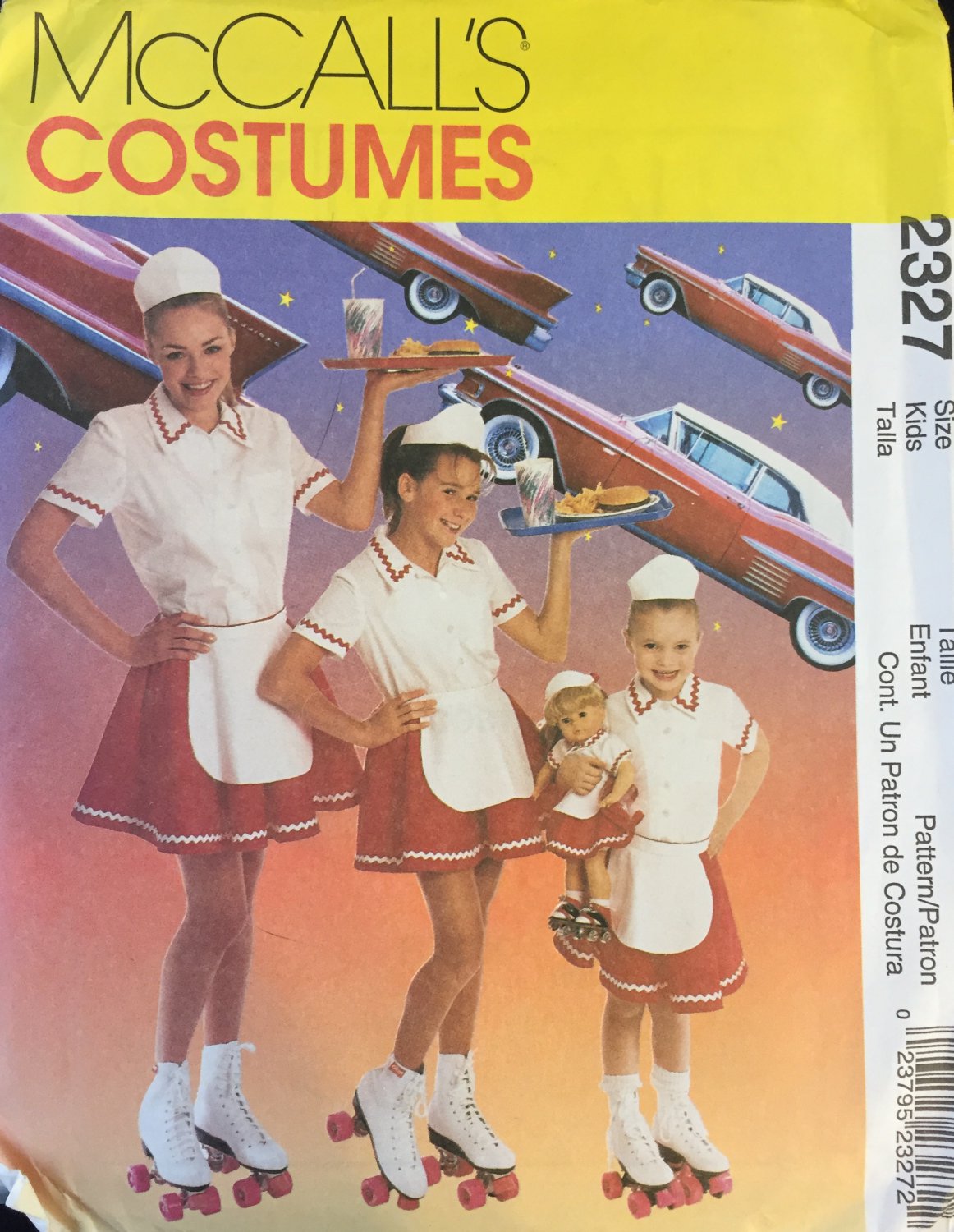 McCall's 2327 Car Hop costume for Child or 18" doll child size 3 4 5 6