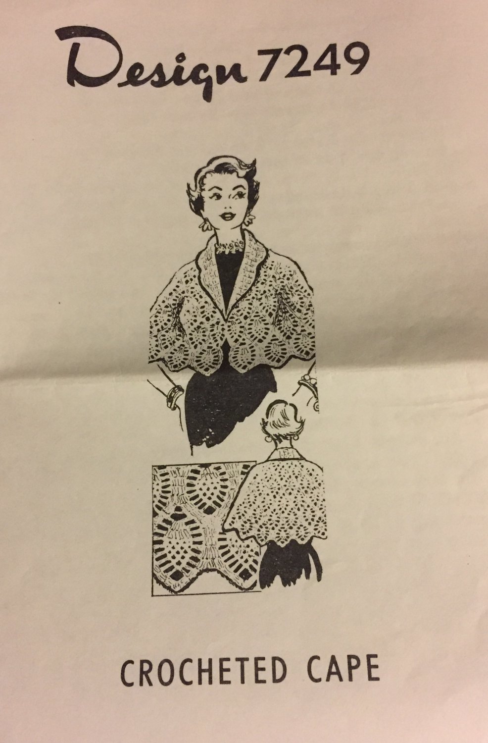 VINTAGE Mail Order Pattern 7249 Woman's Crocheted Shrug pineapple design Sizes 36 to 46