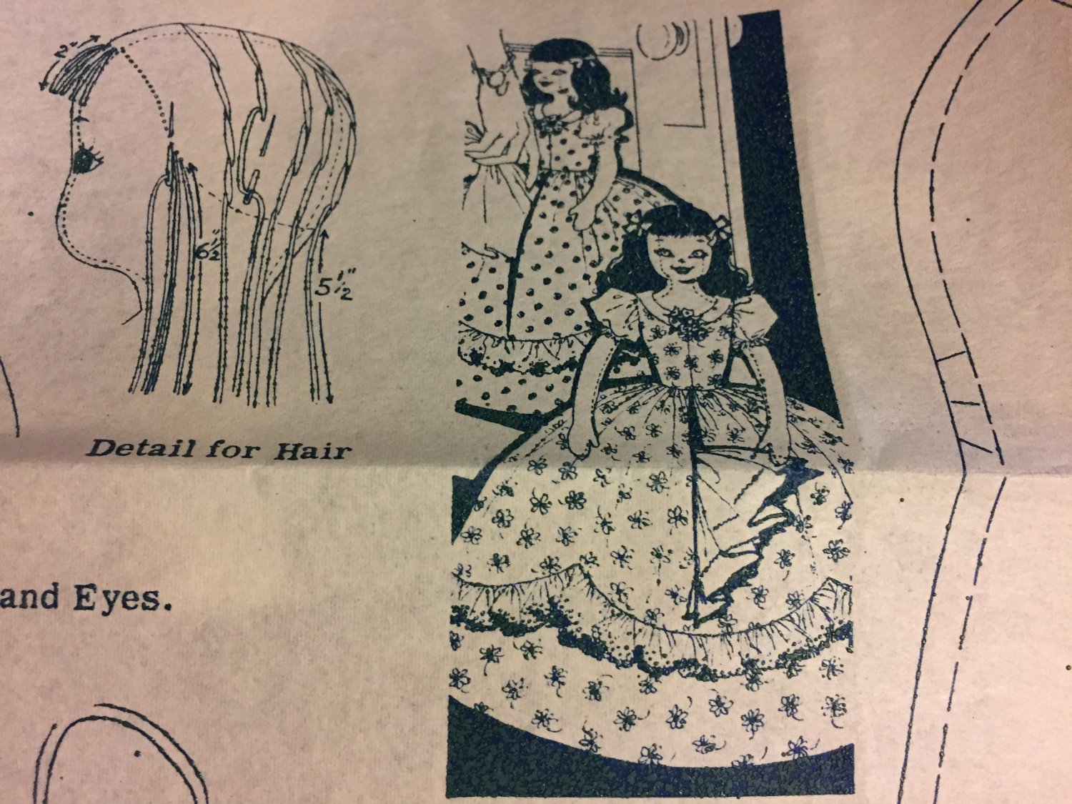 VINTAGE Uncut Mail Order Pattern transfer design 7183 Doll Laundry Bag
