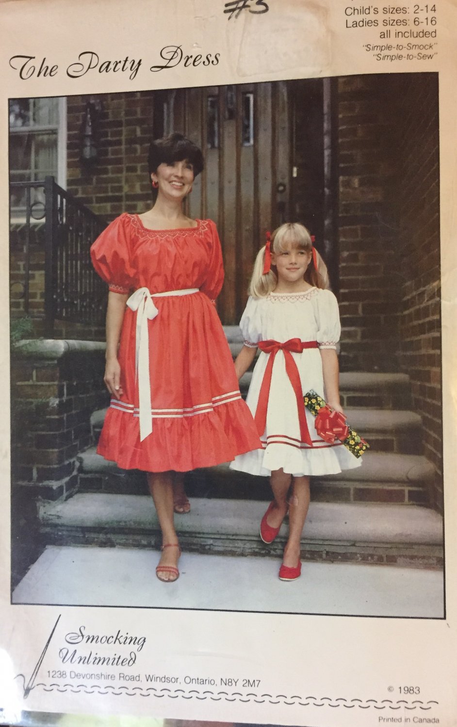 Peasant Stye Party Dress Sewing Pattern Smocking Unlimited Child Sizes 2 - 14 Ladies 6-16