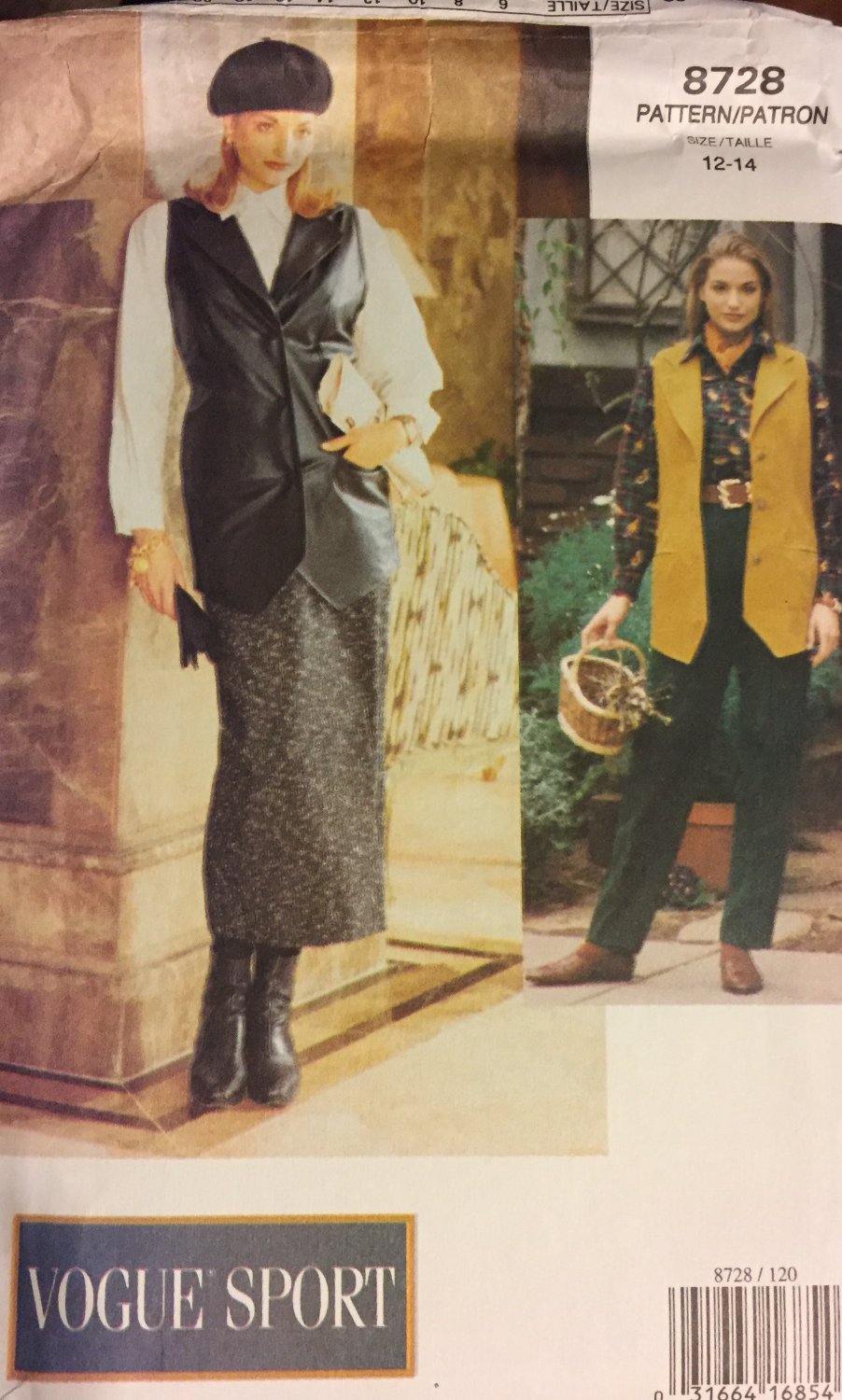 Vogue Sport 8728 Sewing Pattern Trousers Pants Skirt Vest Sizes 12 14