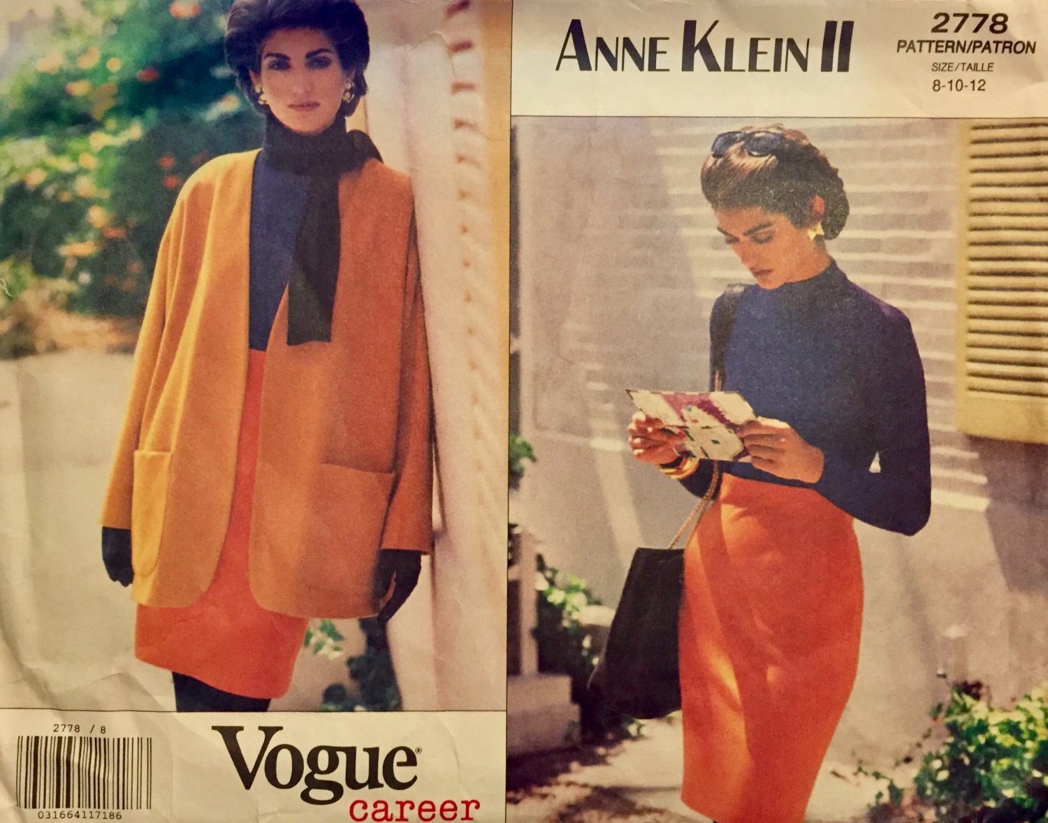 Vogue 2778 Anne Klein II sewing pattern size 8 10 12 Career Skirt, Bodysuit and Jacket
