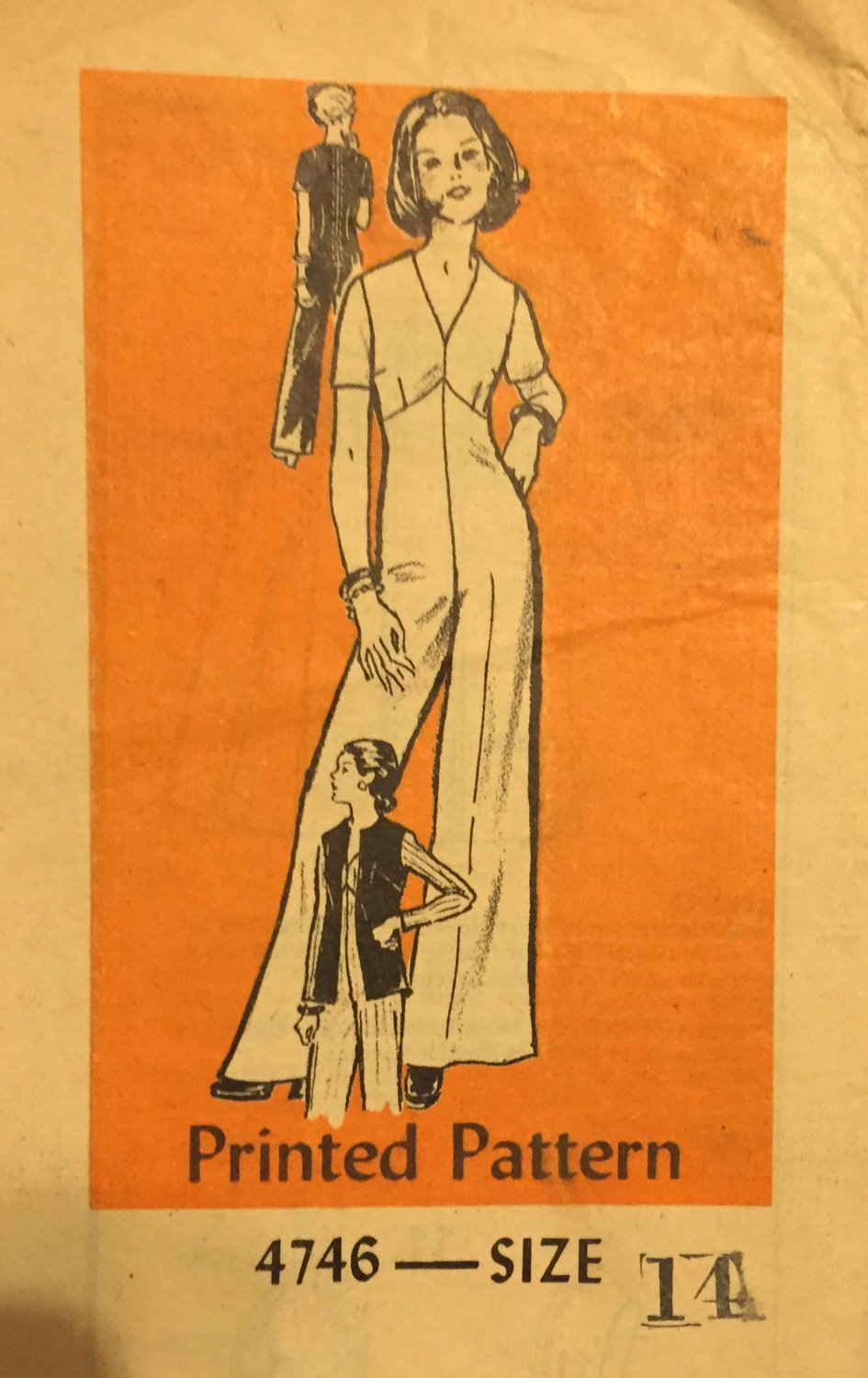Mail Order Anne Adams Sewing Pattern 4746 Jumpsuit Vest Size 14