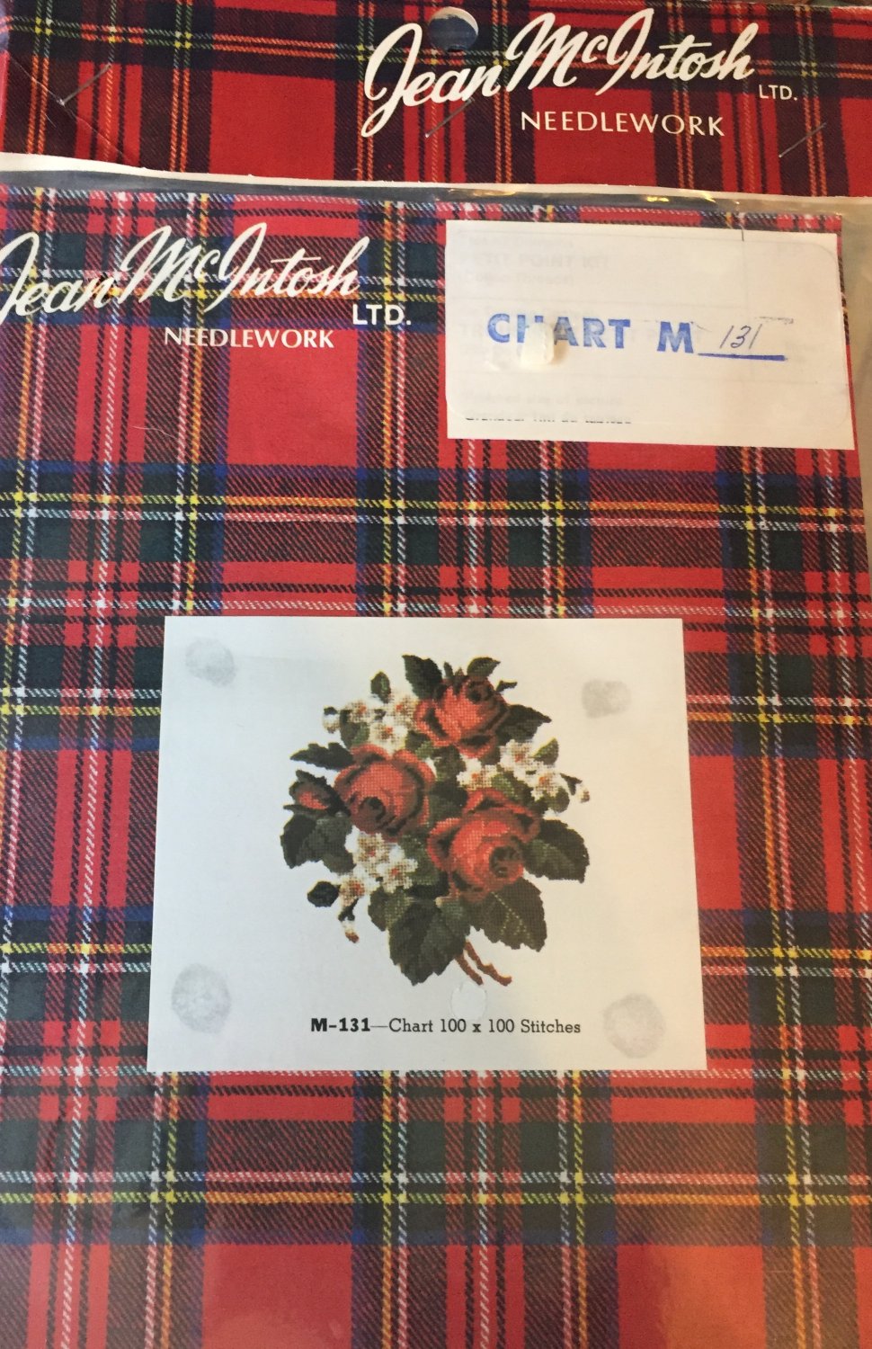Jean McIntosh ltd. Needlework Chart 131 Red Roses and White Violets Cross Stitch