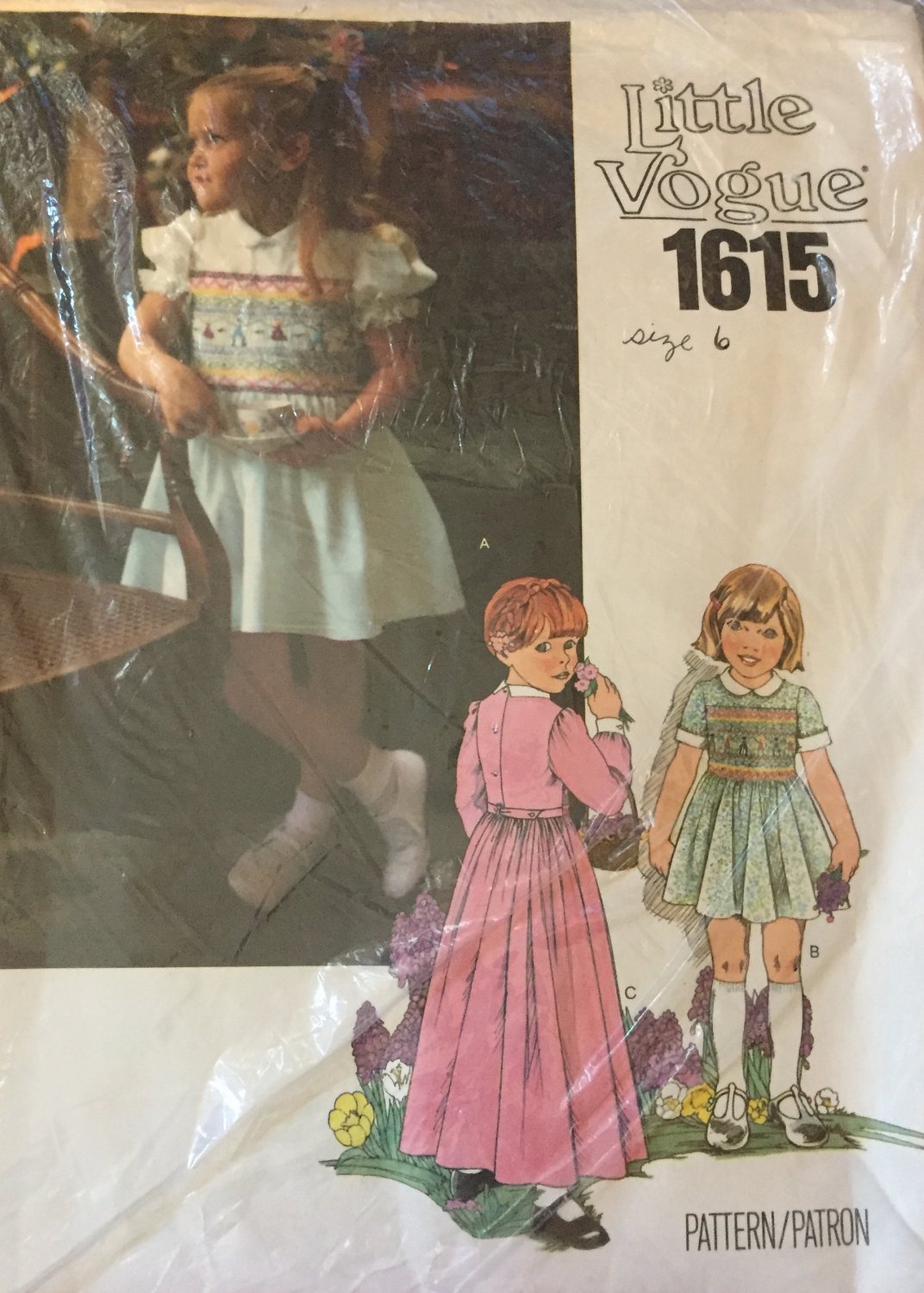 Sewing Pattern Little Vogue 1615 Girls Dress with Full Bodice Smocking Unused Size 6