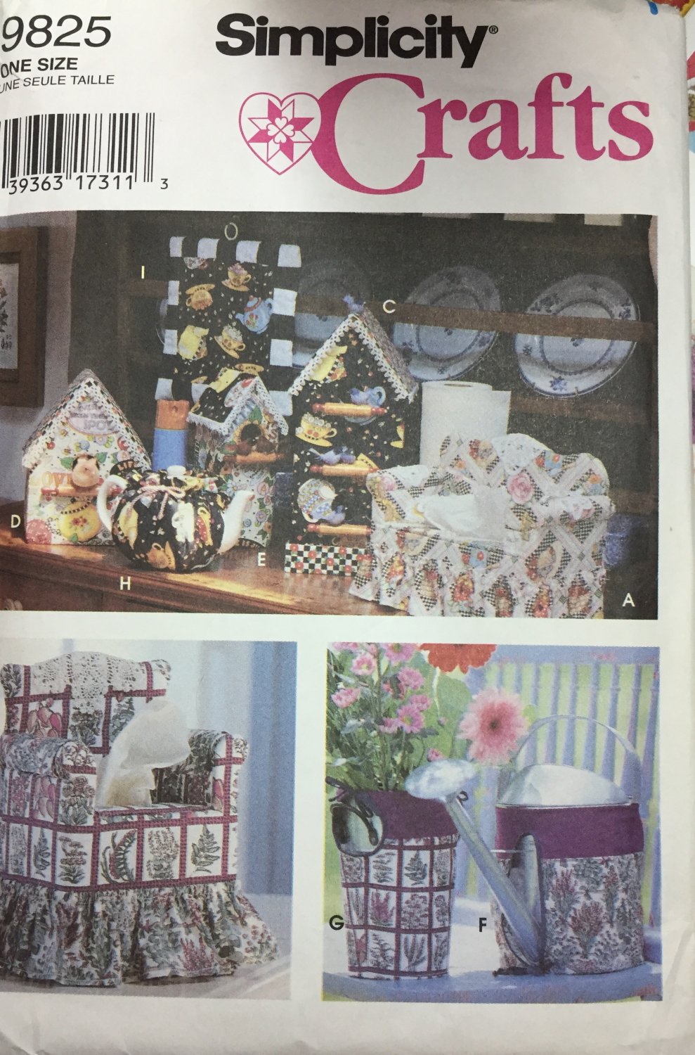 Simplicity 9825 Craft Pattern Sofa Chair Tissue Box Covers, Bird House Paper Towel Cover and more!