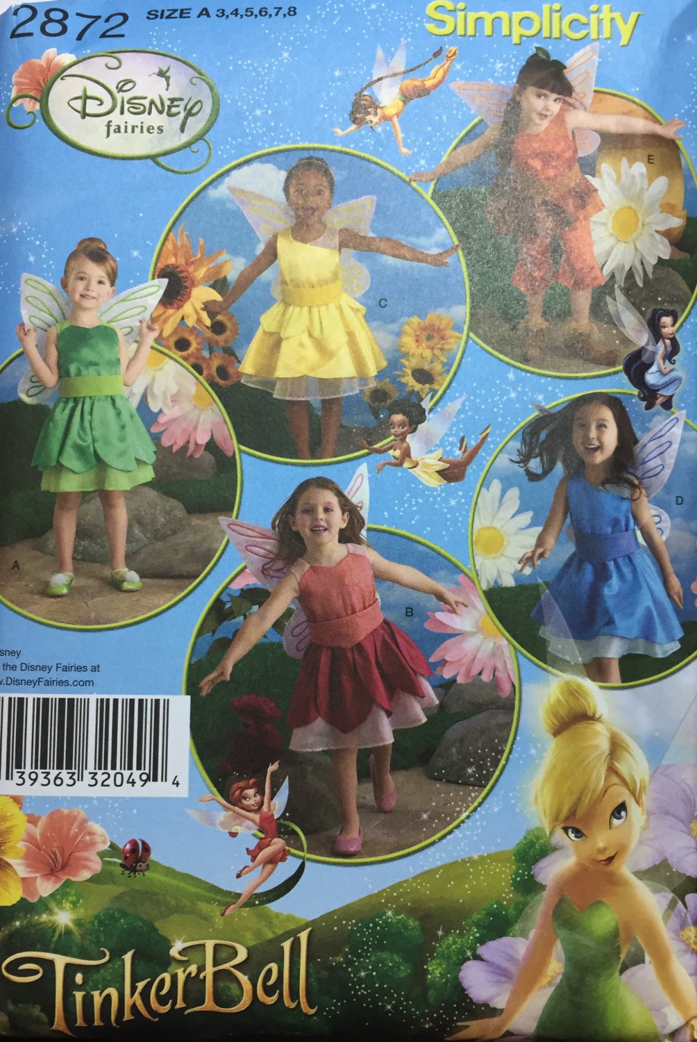 Simplicity 2872 Disney Girls Fairy Sewing Pattern - UNCUT - Sizes 3 4 5 6 7 8