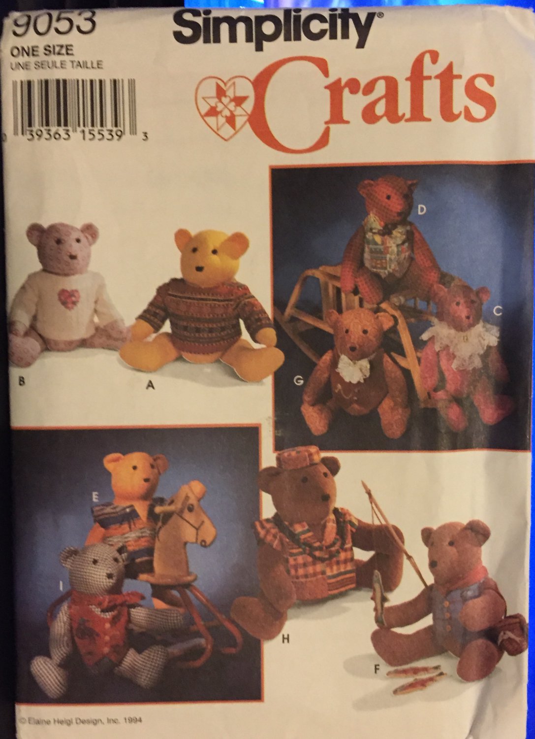 Simplicity 9053 Craft Sewing Pattern Teddy Bears 20 inch and clothes