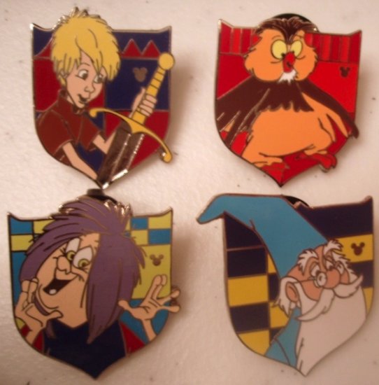 Disney SWORD IN THE STONE pin collection (complete set of 4 pins)