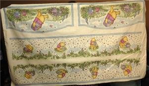 CLASSIC POOH Hunny Pots ECRU Baby Nursery Fabric Panel Bumper