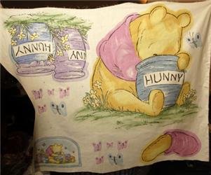 CLASSIC POOH Hunny Pots ECRU Nursery Fabric Panel Wall Hanging NEW
