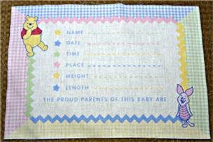 Winnie the Pooh Gingham Baby Keepsake Pillow Fabric Panel