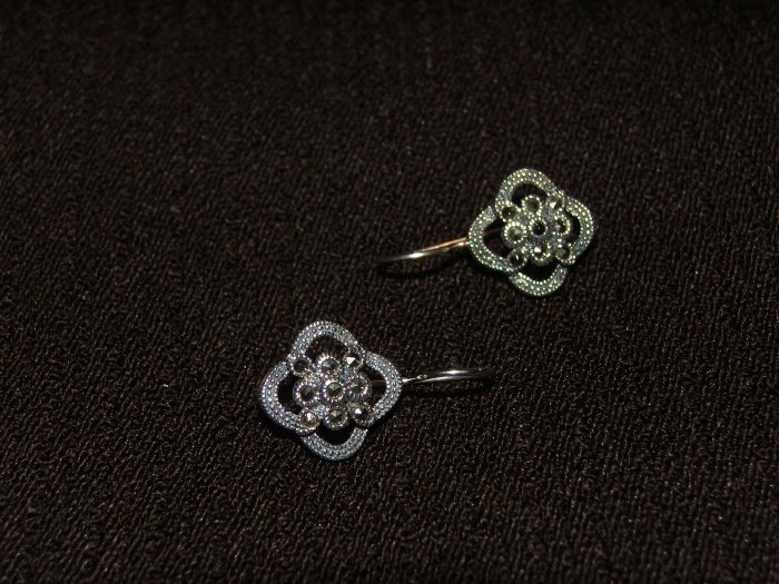 Silver Flower Marcasite earing - 4851