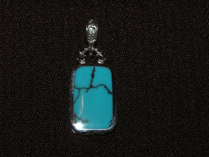2 sided silver pendant lapis and turquoise - 8511