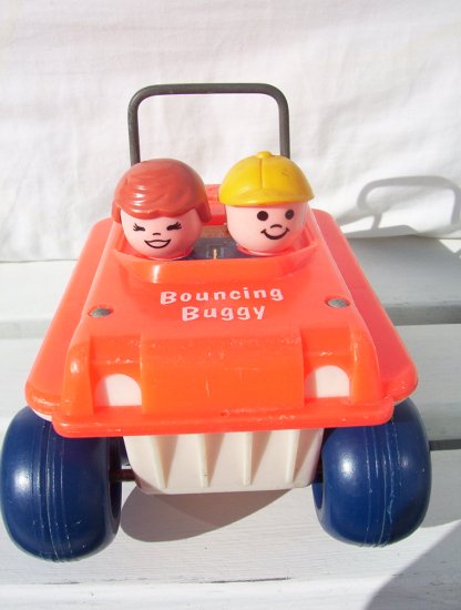 VINTAGE FISHER PRICE BOUNCY BUGGY pull toy #122 - 1973 www.rootbeer.ecrater.com