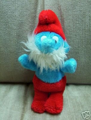 VINTAGE 6" PAPA Smurf Smurfs Plush 1981 Wallace Berrie Stuffed Plush - www.rootbeer.ecrater.com