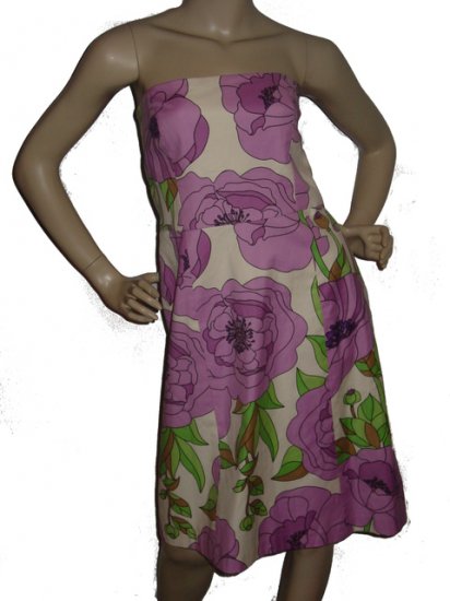 $189 ANN TAYLOR LOFT floral cocktail SUN DRESS sz 10 L Large