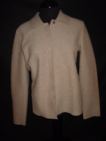 $215 BETH BOWLEY Merino Wool Cardigan Sweater L Large