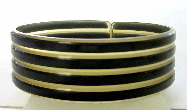 Vintage Striped Celluloid Flexible Cuff Bracelet