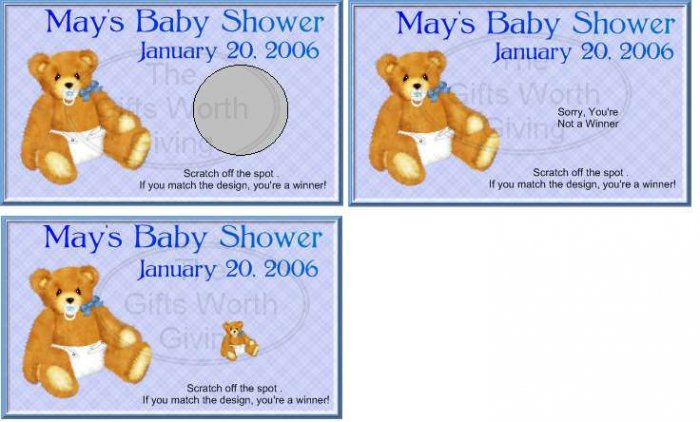 10 Baby Boy with Diaper Baby Shower Scratch Off Games