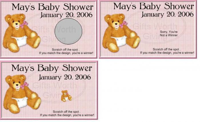 10 Baby Girl with Diaper Baby Shower Scratch Off Games