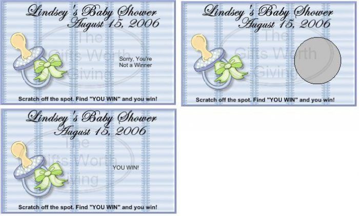 10 Baby Boy Pacifier Baby Shower Scratch Off Games