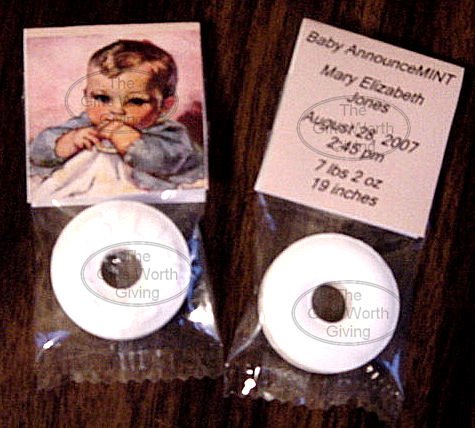 Personalized Baby with Blanket Baby Shower Mint Topper Party Favors