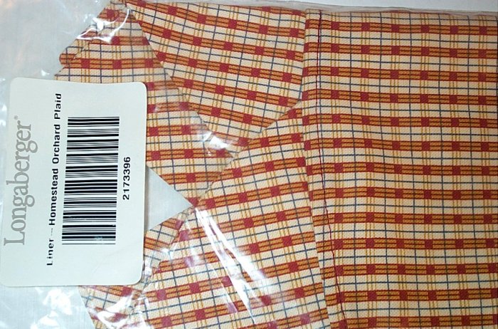 Retired Longaberger Homestead Apple Orchard Plaid Liner