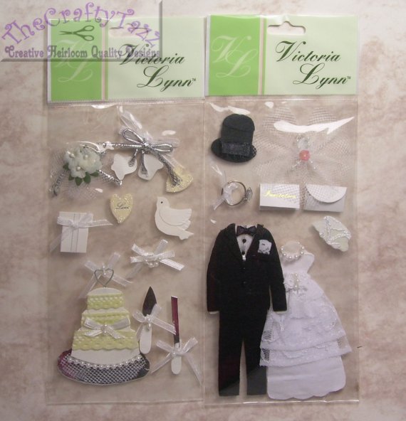 SET OF 3 SCRAPBOOKING EMBELLISHMENTS 4 WEDDING CHQD
