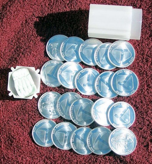 20 - 1 Troy Ounce Silver Uncirculated Pan American Rounds in a mint tube