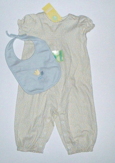 GYMBOREE NWT Garden Patch Romper and Bib HTF! 3-6m