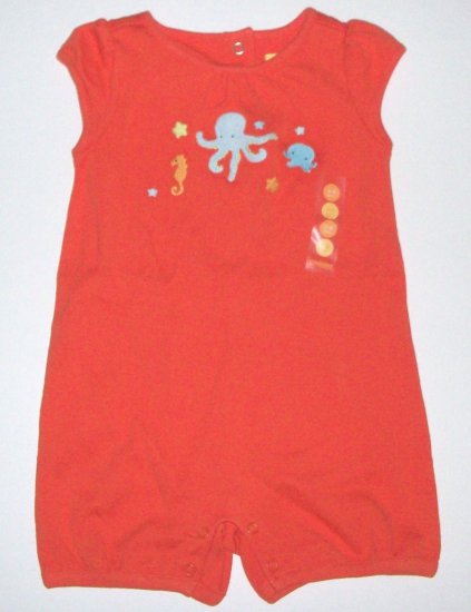 GYMBOREE NWT At the Beach Orange Romper 3-6m