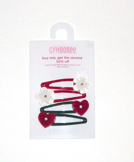 GYMBOREE NWT Mountain Cabin Heart/Flower Hair Clips