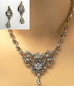 bridal pageant prom crystal necklace and earring set 744