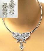 crystal on omega necklace set for prom bridal pageant