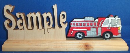 Handcrafted Wooden Name w/FREE Fire Truck Motor