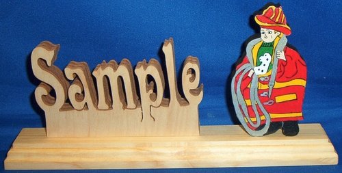 Handcrafted Wooden Name w/FREE Firefighter Toddler in Dad's Bunker Gear