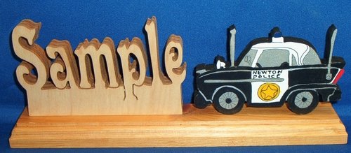 Handcrafted Wooden Name w/FREE Police Car