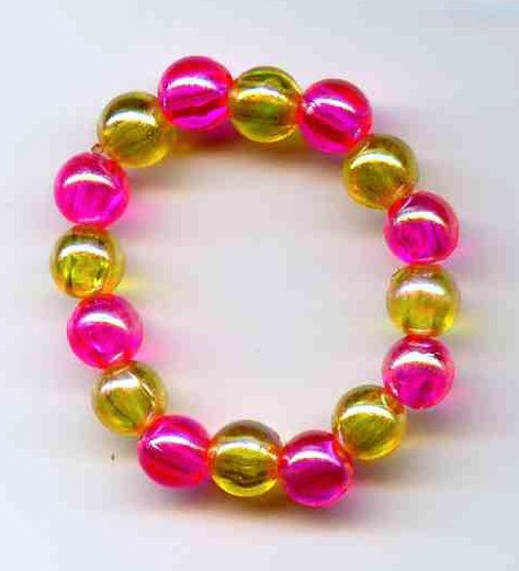 Iridescent Fushia and Yellow Dog (or Cat) Bracelet