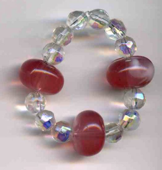Beautiful Dog (or Cat) bracelet with Clear and Pink beads