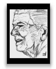 Reagan Sketch Postcard 4.25"x6"