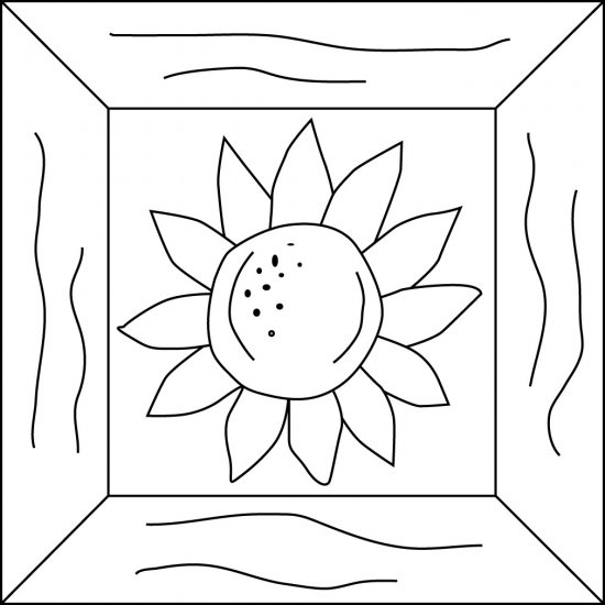 SUNFLOWER IN FRAME rug hooking pattern -- Woolly Mammoth Woolens