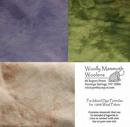 3 Pre-Mixed Dye Formula Packets for rug hooking -- Woolly Mammoth Woolens