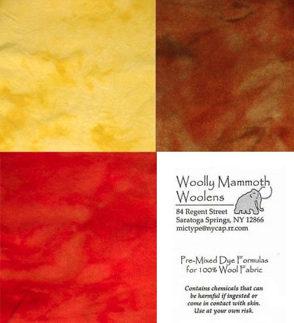 3 Pre-mixed Dye Formula Packets For Rug Hooking -- Woolly Mammoth Woolens