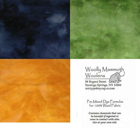 3 Pre-mixed Dye Formula Packets For Rug Hooking -- Woolly Mammoth Woolens
